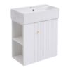 Modern Floating Bathroom Vanity With Ceramic Basin Perfect For Small Bathrooms, Left Side Storage - White - Image 23