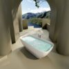 Freestanding Solid Surface Bathtub, Luxury Engineered Stone Resin Freestanding Soaking Bathtub With Overflow And Pop-Up Drain Cupc Certified, 22S04-67 - Matte White - Image 6