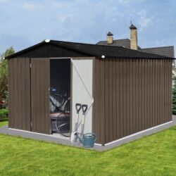 10'X8' Garden Sheds Outdoor Storage Sheds - Brown / Black
