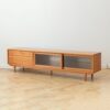 TV Cabinet With Chinese Changhong Glass Doors, Two Drawer Storage Space TV Standing - Cherry - Image 12