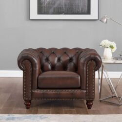 Alton Bay-Top Grain Leather Chair - Brown