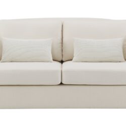 Mariko - Linen Loveseat With 2 Toss Pillows - Beige
