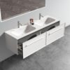 U052-Nevia60W-206 Nevia Bathroom Vanity With Automatic LED Drawer Light, Wall Mounted Bathroom Vanity With Integrated Solid Surface Sink, Without Drain - Snow White - Image 3