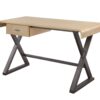 Danton - Aluminum Top Grain Leather Rectangular Writing Desk - Gold - Image 3
