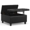 Harrison - Small Square Coffee Table Storage Ottoman - Black - Image 2