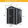 Resin Outdoor Storage Shed Kit Perfect To Store, Patio Furniture - Black - Image 6