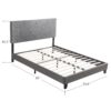 Queen Size Upholstered Platform Bed Frame, Wood Slat Support - Gray - Image 7