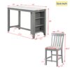 3-Piece Counter Height Dining Table Set With Built-In Storage Shelves, One Faux Marble Top Dining Table And 2 Counter Chairs With Footrest - Gray - Image 16