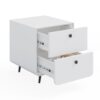 Modern Night Stand Storage Cabinet For Living Room Bedroom, Steel Cabinet With 2 Drawers, Bedside Furniture, Circular Handle - White - Image 4