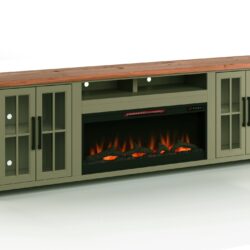 Vineyard - 97" Fireplace TV Stand Console For TVs Up To 100" - Sage Green And Fruitwood Finish