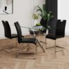 Modern Dining Chairs With Faux Leather Padded Seat Dining Living Room Chairs Upholstered Chair With Chrome Metal Legs Design Side Chairs (Set of 4) - Black / Silver - Image 7