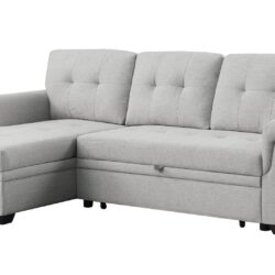 Destiny - Linen Reversible Sleeper Sectional Sofa With Storage Chaise - Light Gray
