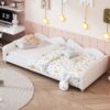 Twin Size Upholstered Daybed, Sherpa Fabric Sofabed With Cloud-Shaped Backrest, No Box - Spring Needed - White - Image 4