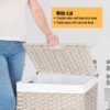 Laundry Hamper With Lid PE Rattan Powder Coating Frame Clothes Hampers With 2 Removable Bags, 100L - Gray - Image 5