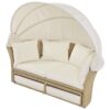 Outdoor Patio Daybed Wicker Rattan Double Daybed Round Sofa Furniture Set With Retractable Canopy, 4 Pillows For Lawn Garden Backyard Porch Pool - Beige - Image 21
