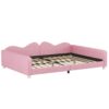 Full Size Upholstered Daybed, Sherpa Fabric Sofabed With Cloud-Shaped Backrest, No Box - Spring Needed - Pink - Image 5