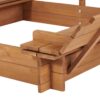 Kids Sandbox With Adjustable Cover, Sand Box With 2 Foldable Bench Seats, Outdoor Sandpit For Backyard Play - Light Brown - Image 15