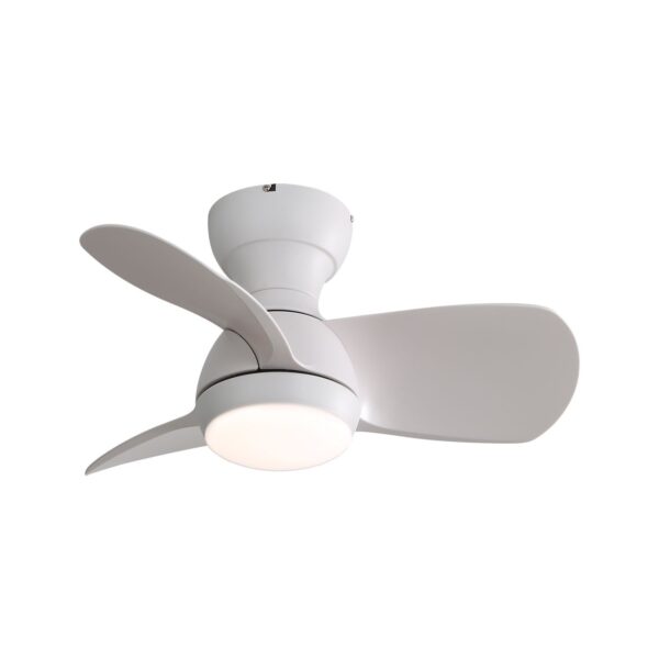 23" Indoor Ceiling Fan With 3 Color Dimmable 3 ABS Blades Remote Control Reversible Dc Motor With 18W Led Light - White