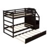Twin Over Twin Bunk Bed With Twin Size Trundle And 3 Storage Stairs - Espresso - Image 3
