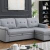 Lexi - Vegan Leather Modern Reversible Sleeper Sectional Sofa With Storage Chaise - Gray - Image 5