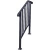 Handrails For Outdoor Steps, Fit 2 Or 3 Steps Outdoor Stair Railing, Picket#2 Wrought Iron Handrail, Flexible Porch Railing, Transitional Handrails For Concrete Steps Or Wooden Stairs - Black - Image 4