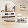 Modern TV Stand For TVs Up To 80", Entertainment Center With Glass Door, 2 Drawers And Cabinets, Wood TV Storage Cabinet With Solid Wood Legs And Metal Handles For Living Room - White - Image 7