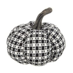 Plaid Pumpkin Decor, For Holiday Halloween Decoration - Black / White