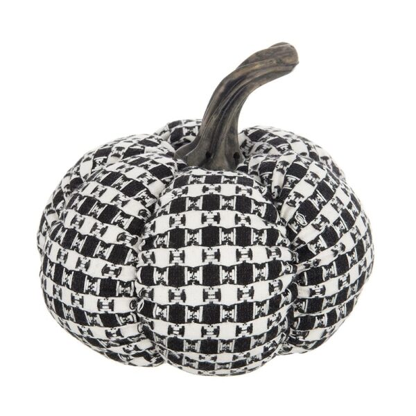 Plaid Pumpkin Decor, For Holiday Halloween Decoration - Black / White