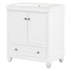 Bathroom Vanity With Sink, Combo, Cabinet With Doors And Drawer, Solid Frame And MDF Board - White - Image 19