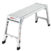 Aluminum Work Platform Large Size Step Stool Folding Portable Work Bench 40" Width Telescopic Feet Height Adjustable - Gray - Image 2