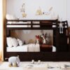 Twin Over Twin Bunk Bed With Twin Size Trundle And 3 Storage Stairs - Espresso - Image 14