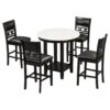5 Piece Counter Height Dining Round Table Set With One Faux Marble Top Dining Table And Four Pu-Leather Chairs - Dark Espresso - Image 17