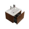 Etna - Striped Bathroom Vanity With Ceramic Sink, Wall Mounted Floating Bathroom Vanity For Modern Bathroom - White / Walnut - Image 4