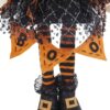 Standing Gnome With Banner & Spring Body, For Halloween Decor - Black / Orange / White - Image 3