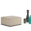 Avalon - Square Coffee Table Storage Ottoman - Satin Cream - Image 7