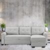Hunter - Linen Reversible Sleeper Sectional Sofa With Storage Chaise - Light Gray - Image 7