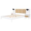 Queen Size Bed Frame With 2 Nightstands Elegant Design With Lamps - White - Image 6