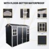 Resin Outdoor Storage Shed With Two-Window And Double-Door, Plastic Shed With Floor For Gargen, Patio, Yard, Lawn - Black - Image 6