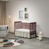 Crib 3 In 1 Convertible, Made Of Sustainable Pinewood, Non Toxic Finish, Comes With Locking Wheels, Wooden Nursery Furniture - Espresso - Image 6
