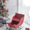 Iron Sleigh Medium, Distressed Christmas Santa Sleigh Holiday Decoration - Black / Red - Image 4