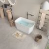 49'' Acrylic Freestanding Soaking Bathtub, Square-Shape Japanese Soaking Hot Tub, Sit-In Design With Chrome Overflow And Drain For Express Delivery 23Amazing-49 (W1920P179228) - Glossy White - Image 7