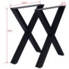 X Table Legs 28X 24", Wide Metal Table Legs, Heavy Duty Steel Desk Legs Table Leg Dining Table Legs Coffee Desk Leg (Set of 2) - Black - Image 2