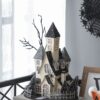 Cardboard Lighted Haunted House, Tabletop Holiday Halloween Decor, Battery Powered - Beige / Black - Image 4