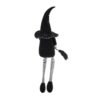Sitting Gnome With Broomstick & Long Legs, For Halloween Decor - Black White - Image 6