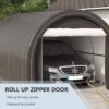Outsunny - 10' x 16' Carport, Heavy Duty Portable Garage Storage Tent With Large Zippered Door, Anti-Uv Pe Canopy Cover For Car, Truck, Boat, Motorcycle, Bike, Garden Tools, Outdoor Work - Gray - Image 3