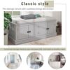 Storage Bench With 4 Doors And Adjustable Shelves, Shoe Bench With Removable Cushion For Living Room, Entryway - Gray Wash - Image 3