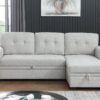 Lucca - Linen Reversible Sleeper Sectional Sofa With Storage Chaise - Light Gray - Image 6