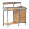 Outdoor Potting - Bench, Workstation Table With Cabinet For Backyard Garden Supplies - Brown / Gray - Image 8