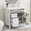 Bathroom Vanity & Top Sink, Modern Bathroom Storage Cabinet, 2 Drawers And A Tip-Out Drawer, Single Sink Bathroom Vanity - White - Image 18