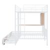 Full Over Twin & Twin Triple Bunk Bed With Drawers, Multi-Functional Frame With Desks And Shelves In The Middle - White - Image 7